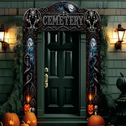 ALKB Halloween decorations door Banners - 3 Pcs Halloween Cemetery Banner by ALKB