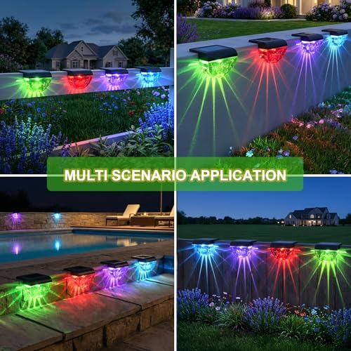 Melunar 8 Pack Solar Deck Lights Outdoor, Solar Step Lights Waterproof for Outside, Yard, Patio, Garden, Pool, Railing, Stairs, Fence (Color Changing) - Image 3