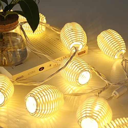 Vigdur Patio String Lights, 10FT Boho Rattan String Lights Plug in - Image 4