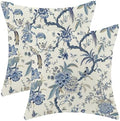 CXMEIFLY Spring Floral Birds Pillow Covers 22 x 22 Inch Set of 2 for Chinoiserie Flowers Decor Throw Pillows Blue and White Plant Outdoor Decorative Cushion Cases for Couch Bed Decorations by CXMEIFLY