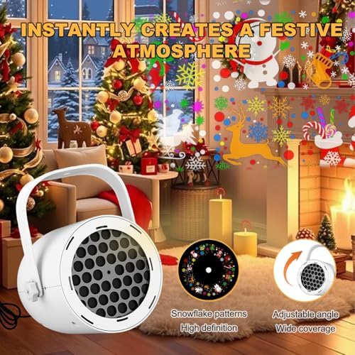 LED Christmas Projector Lamp, 16-Pattern HD Projector Light, USB-Powered mini ABS Projector, Indoor Outdoor Home Decor for Living Room Bedroom Party - Image 3