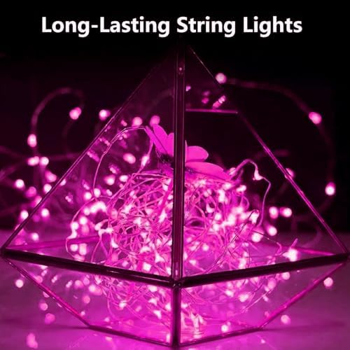4 Pack Fairy Lights Battery Operated with Timer Valentines Day Lights Pink - Image 2