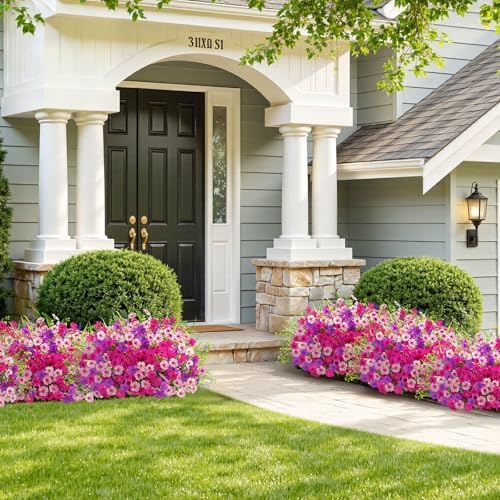 Alupssuc 48 Bundles Artificial Flowers for Outdoors Planters Spring Decoration, UV Resistant Faux Eucalyptus Violet and Lavender Silk Fake Plants for Outside Indoor Yard Home Patio Decor, Mix 3 Colors - Image 6