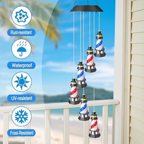 Solar Lighthouse Wind Chimes,Color Changing LED Dangler Mobiles for Outside - Image 2