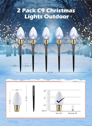 2 Pack Strawberry C9 Christmas Pathway Lights Outdoor, Total 34.8 Feet - Image 2