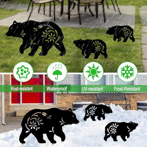Outdoor Bear Garden Decor,Christmas Decorations Outdoor Metal Yard Stakes - Image 4