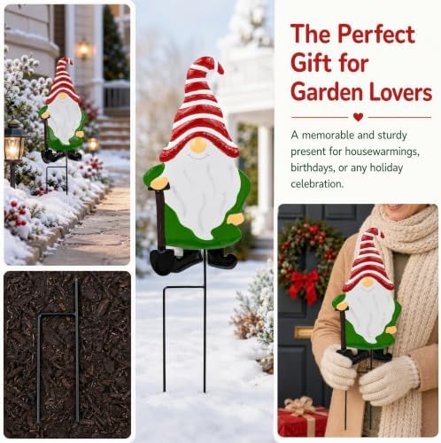 Garden Gnome Decorative Stake, Metal Shovel Standing Silhouette Art - Image 4