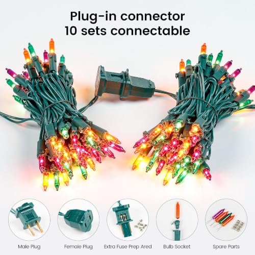 Hopolon Halloween String Lights, 2 Pack 50 Count Orange Purple Green - Image 3