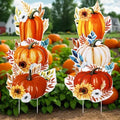 AceOrbit 6 Pcs Fall Pumpkin Outdoor Decorations Fall Yard Stakes Thanksgiving Yard Signs with Sunflower for Home Decor Plastic 3 Stacked Pumpkins Outside Garden Lawn Porch Decorations by Unknown