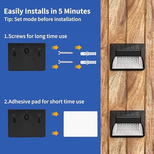 Tadyreal Solar Fence Lights Outdoor Waterproof IP65, 10 Lighting Modes Fence Lights Solar Powered with 15 Bright Led Lens, Backyard Light Outdoor for Deck Railing Step Pool Patio Wall - 12 Pack - Image 6