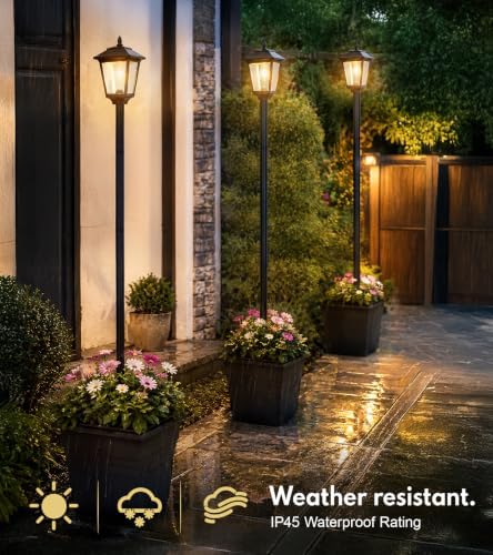 PASAMIC 2 Pack 72" Solar Lamp Post with Planter, 4 Gallon Large Planter Base for Added Stability, Decorative Dusk to Dawn Solar Lamp Post for Driveway Entrance, Front Yard, Walkway, Patio & Garden - Image 4