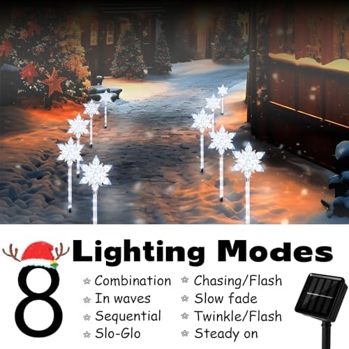 5 Pack Snowflake Solar Christmas Pathway Lights - Image 2