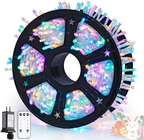 JMEXSUSS 168ft 600 LED Easter Lights Outdoor Indoor Clear Wire by JMEXSUSS