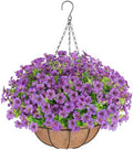 AGIRL Artificial Hanging Flowers with Baskets for Outdoors(Purple) by AGIRL