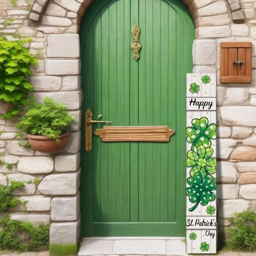Threehoney 47" Large St. Patrick's Day Porch Sign Irish Welcome Sign Shamrock Wooden Tall Porch Decor Rustic Farmhouse Front Door Decor for Irish Holiday Outdoor Home Yard Entryway Gift - Image 3