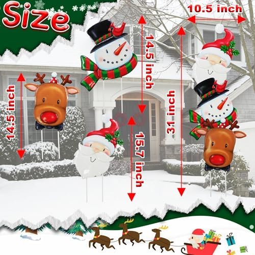 3 Pack Metal Christmas Yard Signs Decor for Multiple Stacked, Christmas Yard Stakes with Santa Claus Snowman Elk Fall Yard Decor for Outside Garden Yard Lawn Porch - Image 6
