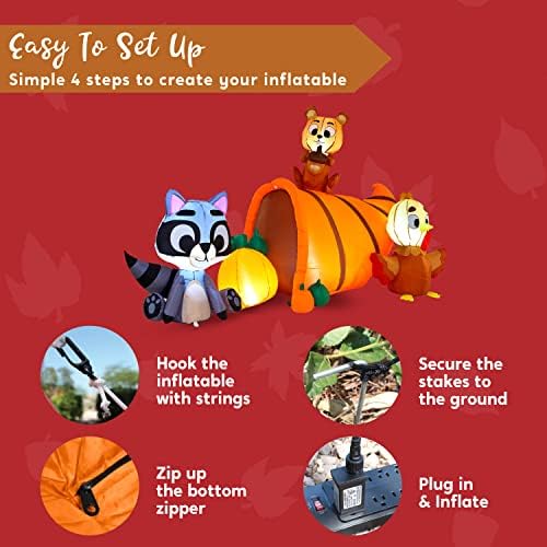 Joiedomi 7 FT Long Inflatable Woodland Animals with Cornucopia with Build-in LEDs, Blow Up Inflatables for Thanksgiving Party Indoor, Outdoor, Yard, Garden, Lawn Fall Decorations - Image 7