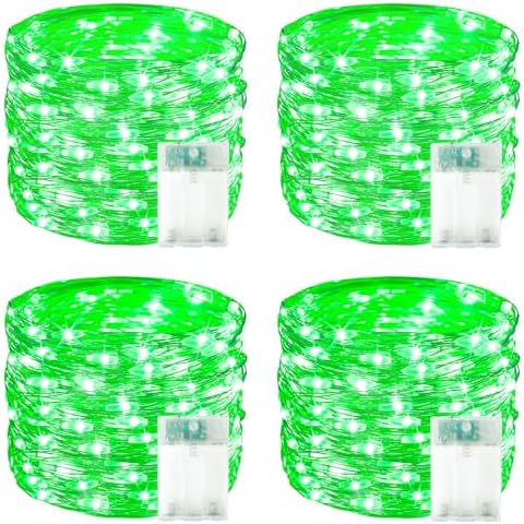 4 Pack 60 LED Fairy Lights Battery Operated with Timer, String Lights Green by BOSSERN