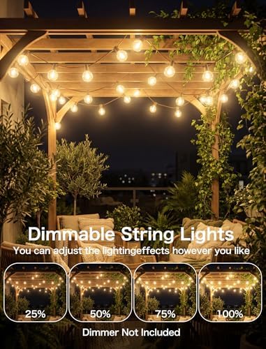 SUNSGNE 100FT Brown Outdoor String Lights, Shatterproof LED Globe String Lights with 50 G40 LED Bulbs, Waterproof Connectable Hanging Light for Backyard Patio Porch Balcony Party Decor, E12 Base - Image 7
