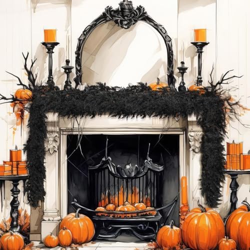 XunYee 6 Feet Black Halloween Garland, Gothic Vine Boughs - Image 2