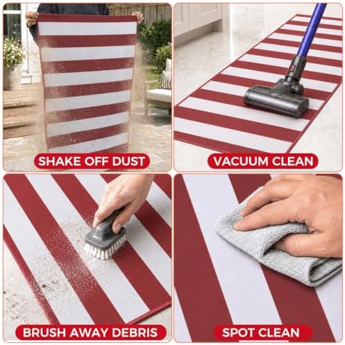 2' x 4'3" Red White Striped Christmas Doormat Crystal Velvet Rug - Image 4