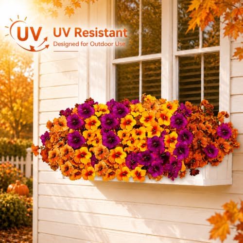 Geegoods 12 Bundles Yellow Mix Artificial Fall Petunia Flowers for Planters - Image 3