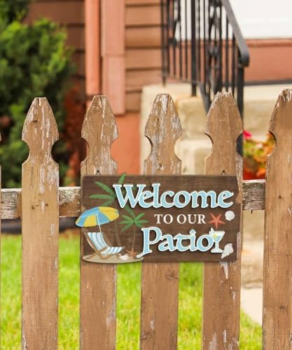 Putuo Decor Welcome to Our Patio Wall Decor, Tropical Beach Patio Sign, Outdoor Wall Hanging for Porch Deck Backyard - Image 4