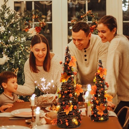 Fall Decor, Fall Tabletop Trees, Lighted Pumpkin Thanksgiving Decorations - Image 6