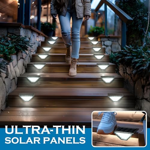 Solar Step Lights, Stair Lights Outdoor Waterproof Decor 12 Pack Cold White - Image 3