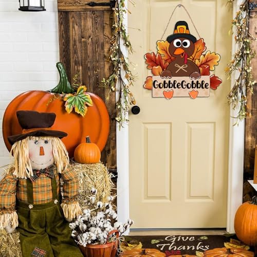 Thanksgiving Turkey Wooden Sign Thanksgiving Door Decorations Thanks Wreath for Front Door Sign Thankful Blessed Grateful Sign Hanging for Fall Autumn Harvest Decor - Image 4