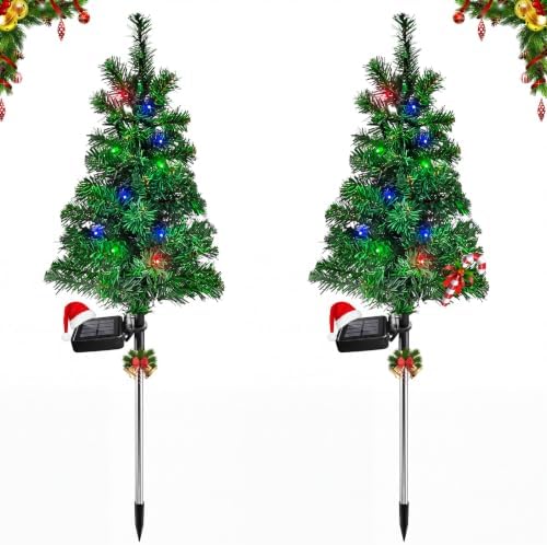 FANFX Solar Christmas Tree Lights 2 Pack Outdoor Pathway Yard Holiday Decor by FANFX