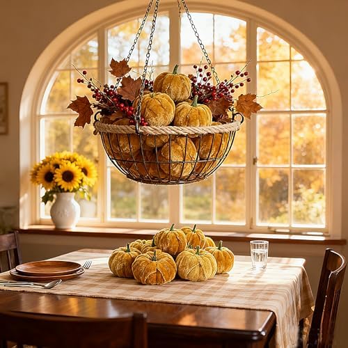 Fall Decor-Fall Decorations for Home 12pcs Halloween Artificial Pumpkins Fake Artificial Velvet Small Pumpkins for Harvest, Thanksgiving, Christmas Party Decoration (Gold) - Image 2