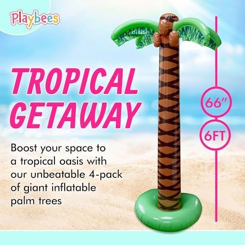 Giant Inflatable Palm Trees, 6 Foot, Hawaiian Tropical Beach Decor, 4 Pack - Image 4