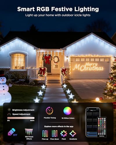 Brightown Smart Icicle Lights for Outside - Color Changing Christmas Lights - Image 2