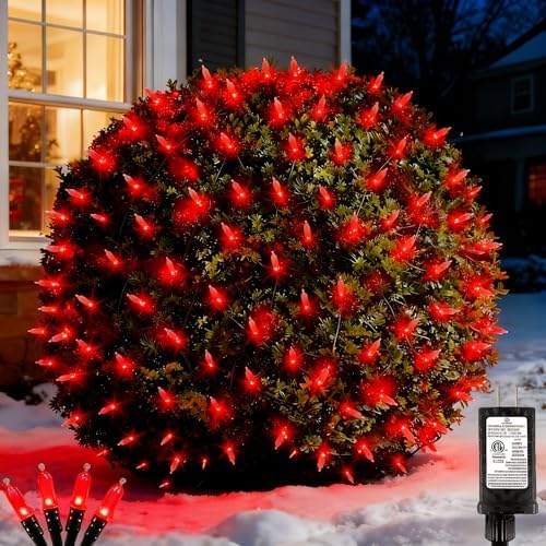 Led Christmas Net Lights Outdoor Connectable, 240LED 5ft x 6ft Waterproof 8 Modes Black Wire 29V Plug in Mesh Lights for Garden Yard Bushes Trunk Tree Decor by DolunvoLLC