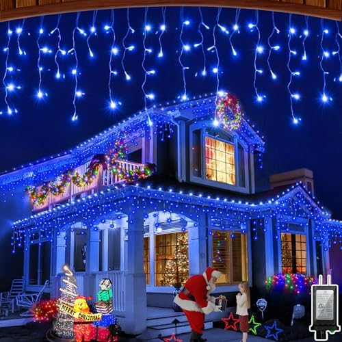 60FT 612 LED Outdoor Christmas Lights - 136 Ice Drops, 12 Pro Modes by WUXYIYANG