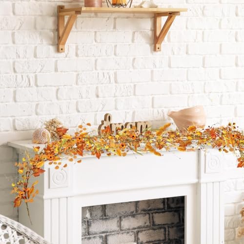 6.5ft Fall Garland for Decoration, Artificial Bittersweet Maple Leaf Hanging Vine for Outdoor, Fireplace Mantle Thanksgiving Decor - Image 6