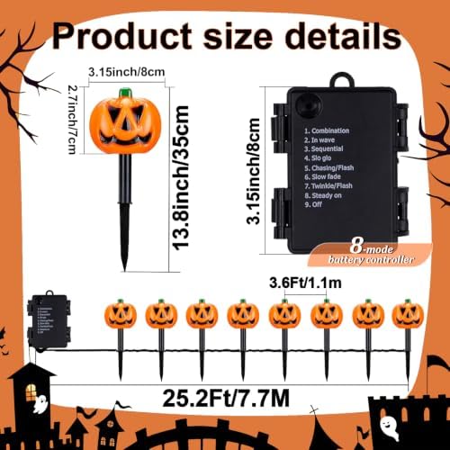 3D Battery Operated Pumpkin Lights, Battery Lights Halloween Decorations - Image 2