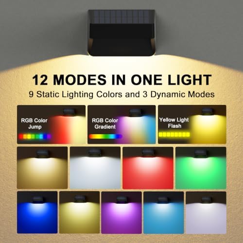 ZCXLIGHT 8 Pack Solar Fence Lights ，10 Fixed Colors ＆ RGB Color Changing - Image 3