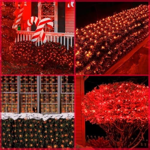 Neoclassy 120Led Red Christmas Net Lights Outdoor 5ft x 6ft Connectable, 8 Modes Waterproof Black Wire 29V Plug in Mesh Net Christmas Lights for Garden, Yard, Bushes, Trunk, Xmas Tree Decor (Red) - Image 6