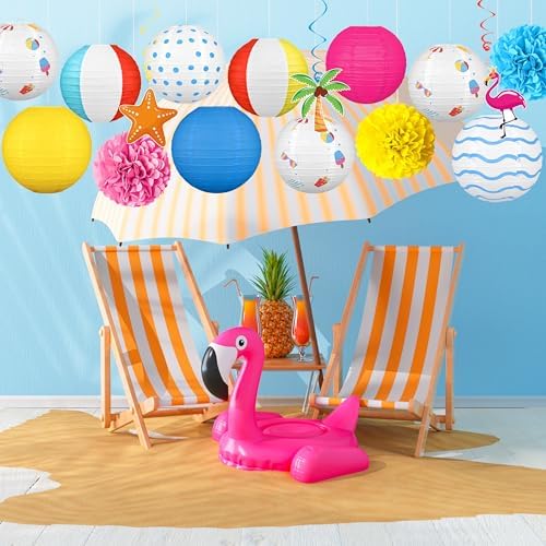 Renbuzhu 16Pcs Beach Summer Party Decorations Paper Lanterns Decor Set - Image 6