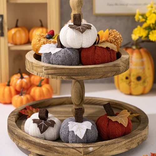 6Pcs Knitted Pumpkin Decor Set, Small Fall Hanging Ornaments for Home - Image 2