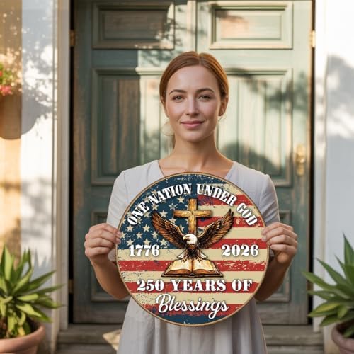 250th Anniversary Wooden Door Sign, 4th of July Door Decoration Sign, 250 Years of Blessings One Nation Under God - Image 6