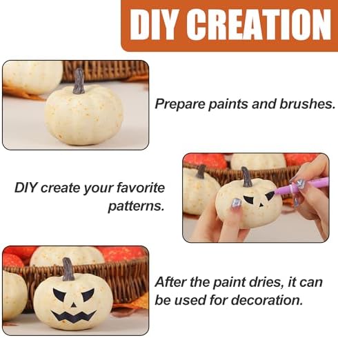 16PCS Realistic Mini Pumpkin Decor,Fall Decor with Pumpkins Maple Leaves, Artificial Pumpkin Decor for Autumn Filler, Realistic Pumpkin Decorations for Halloween Thanksgiving Fall Home Decor - Image 3