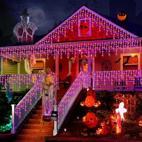 KNONEW 33FT 400 LED Orange Purple Halloween Lights Outdoor Decor Plug in - Image 6