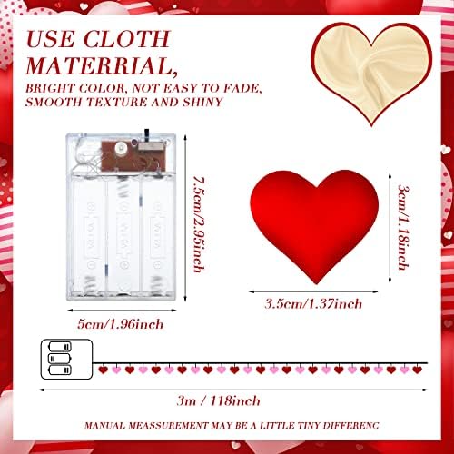Zhanmai 2 Pcs Valentine Heart String Light Decor 10 ft 20 LEDs Heart Fairy Lights Battery Operated Room Valentines Decor for Indoor Outdoor Home Bedroom Wedding Anniversary Party - Image 2