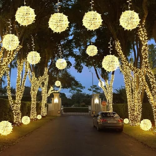 Baung Christmas String Lights Outdoors,4 Pack 7.98" Sphere Ball Tree Garden Globe Lights for Home, Party, Christmas, Porch Patio,Wedding, Garden,Tree Decoration with Memory Function Plug - Image 6