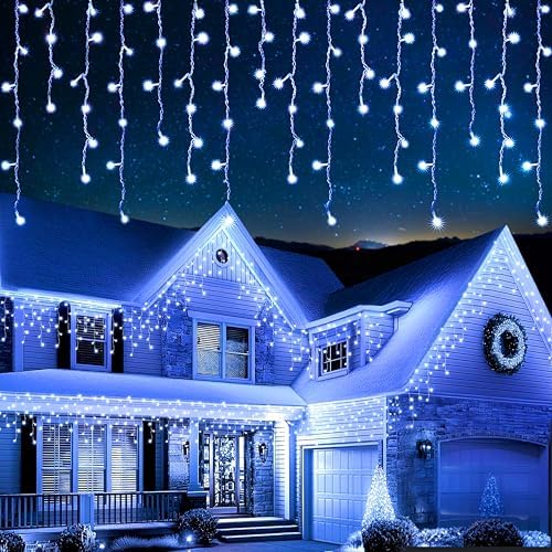 EcoNour Cool White Christmas Icicle Lights for Outside, 157.19 FT 1500LED by EcoNour