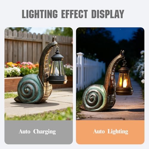 Solar Garden Snail Statue,Lawn Decor Statue for Patio, Balcony, Yard Ornament - Mothers Day Gifts for Mom Grandma Women - Image 4