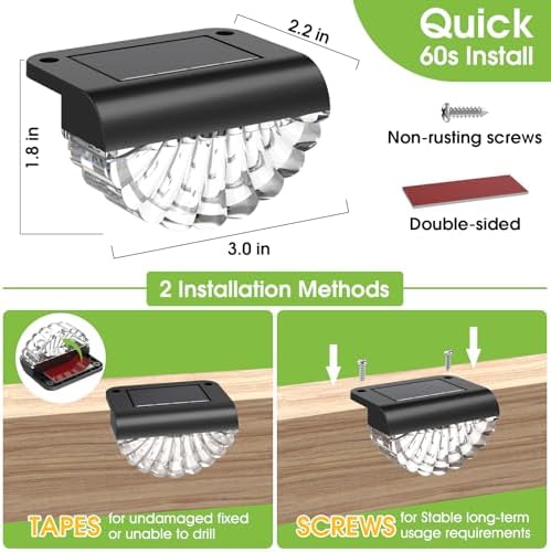 Greluna Solar Step Lights Outdoor, 16 Pack Waterproof Deck Lights, Auto Dusk to Dawn Fence Lights with Warm White Glow, Easy Install for Fence, Patio, Stairs, Pathway, Garden Lighting - Image 7